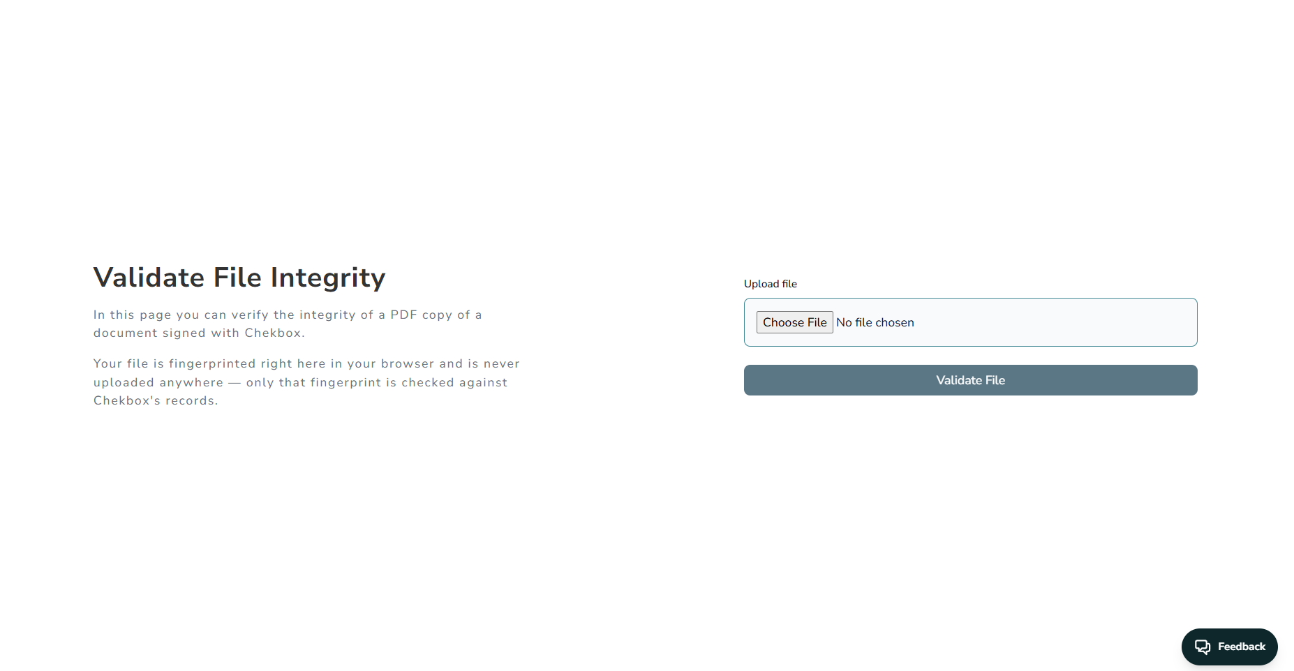 Document validation in Chekbox